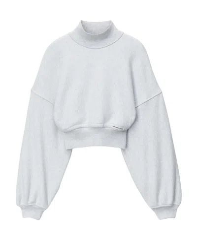 Alexander Wang Mock-neck Cropped Sweatshirt In White