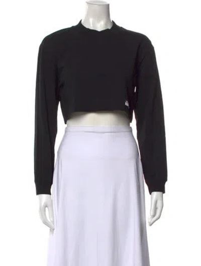 Pre-owned Alexander Wang Mock Neck Long Sleeve Crop Top In Black