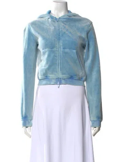 Pre-owned Alexander Wang Mock Neck Long Sleeve Crop Top In Blue