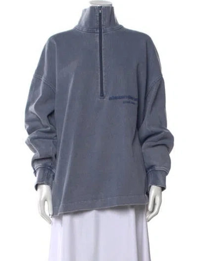 Pre-owned Alexander Wang Mock Neck Long Sleeve Sweatshirt In Blue