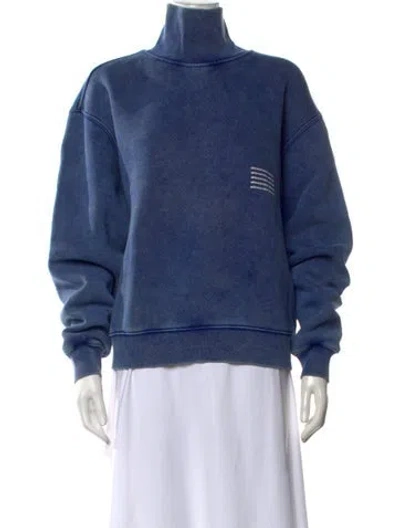 Pre-owned Alexander Wang Mock Neck Long Sleeve Sweatshirt W/ Tags In Blue