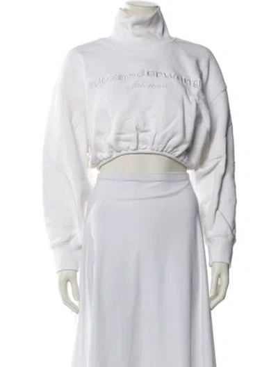 Pre-owned Alexander Wang Mock Neck Long Sleeve Sweatshirt In White