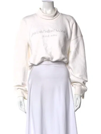 Pre-owned Alexander Wang Mock Neck Long Sleeve Sweatshirt In White