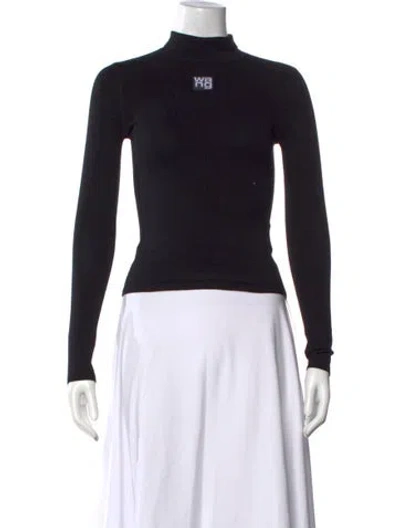 Pre-owned Alexander Wang Mock Neck Long Sleeve Top In Black
