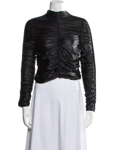 Pre-owned Alexander Wang Mock Neck Long Sleeve Top In Black