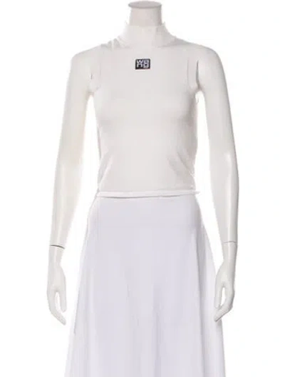 Pre-owned Alexander Wang Mock Neck Long Sleeve Top In White
