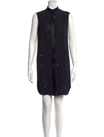 Pre-owned Alexander Wang Mock Neck Mini Dress In Black