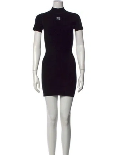 Pre-owned Alexander Wang Mock Neck Mini Dress In Black