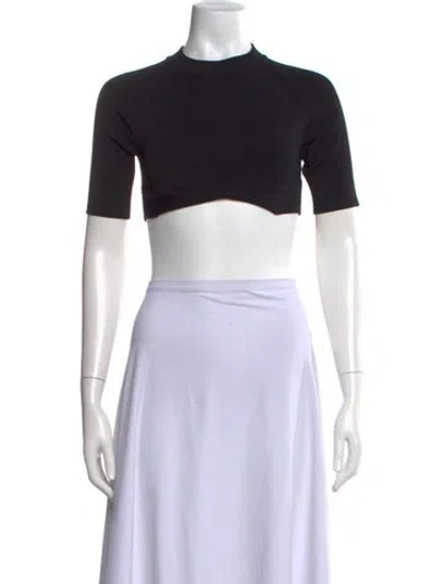 Pre-owned Alexander Wang Mock Neck Short Sleeve Crop Top In Black