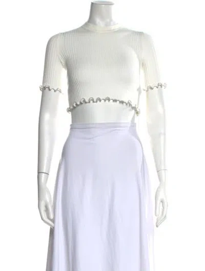 Pre-owned Alexander Wang Mock Neck Short Sleeve Crop Top In Neutral