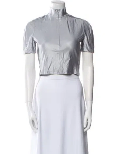 Pre-owned Alexander Wang Mock Neck Short Sleeve Crop Top W/ Tags In Neutral