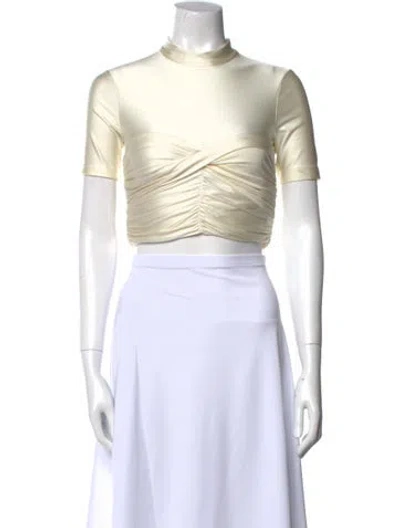 Pre-owned Alexander Wang Mock Neck Short Sleeve Crop Top In White