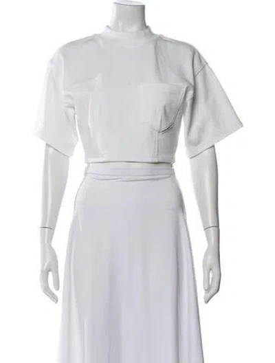 Pre-owned Alexander Wang Mock Neck Short Sleeve Crop Top In White