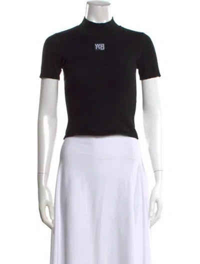 Pre-owned Alexander Wang Mock Neck Short Sleeve Top In Black