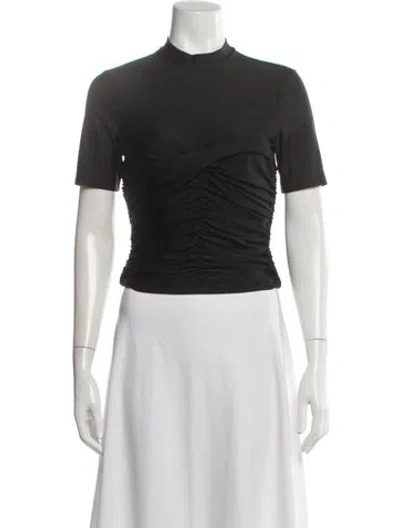 Pre-owned Alexander Wang Mock Neck Short Sleeve Top In Black