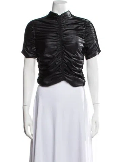 Pre-owned Alexander Wang Mock Neck Short Sleeve Top In Black