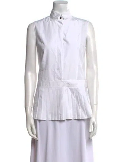 Pre-owned Alexander Wang Mock Neck Sleeveless Button-up Top In White