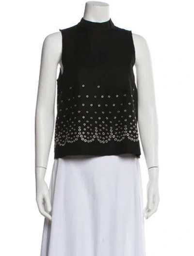 Pre-owned Alexander Wang Mock Neck Sleeveless Crop Top In Black