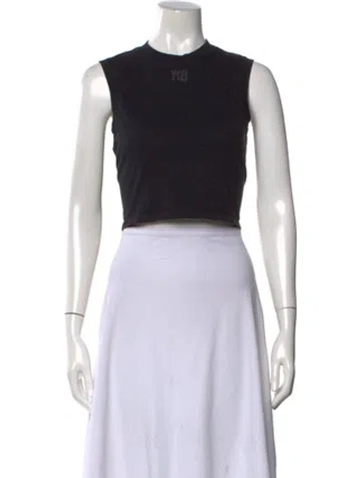 Pre-owned Alexander Wang Mock Neck Sleeveless Crop Top In Black