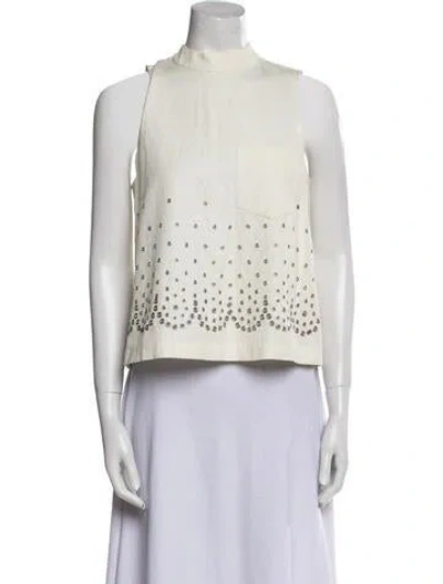 Pre-owned Alexander Wang Mock Neck Sleeveless Crop Top In White