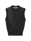 Alexander Wang Mockneck Tank In Clear Bead Hotfix In Black