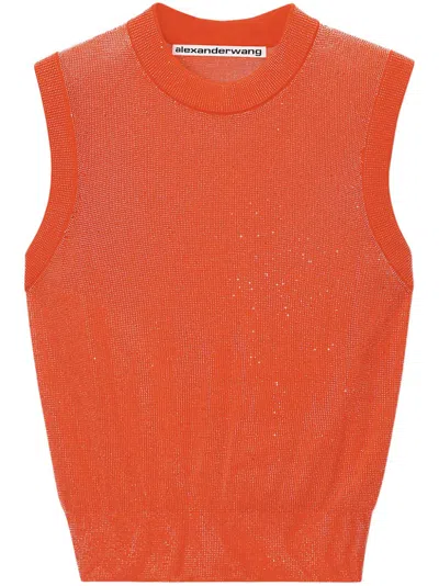 Alexander Wang Mock-neck Tank Top In Orange