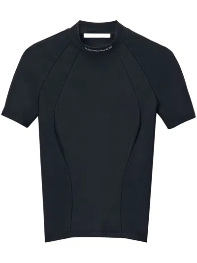 Alexander Wang Cropped Short-sleeve Baby Tee In Ribbed Cotton In Washed Black
