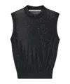 Alexander Wang Mockneck Tank In Clear Bead Hotfix In Black
