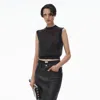 Alexander Wang Mockneck Tank In Clear Bead Hotfix In Black