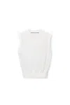 Alexander Wang Mockneck Tank In Clear Bead Hotfix In Soft White