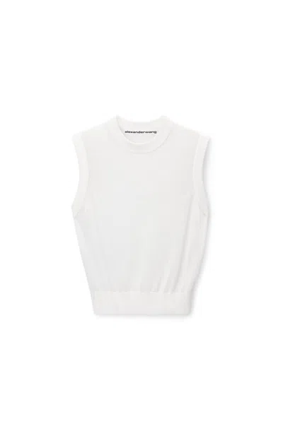 Alexander Wang Mockneck Tank In Clear Bead Hotfix In Soft White