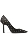 Alexander Wang Delphine Pumps In Satin With All Over Rhinestones In Black