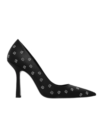 Alexander Wang Delphine Pumps In Satin With All Over Rhinestones In Black