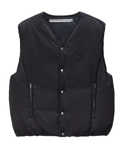 Alexander Wang Moto Puffer Gilet In Black