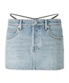 Alexander Wang Thong Strap Mini Denim Skirt In Gray