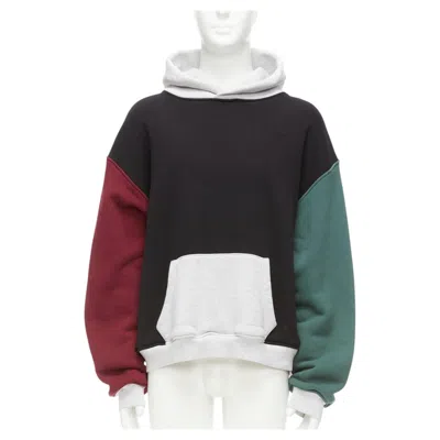 Pre-owned Alexander Wang Multicolour Colorblocked Panelled Hoodie Sweatshirt M In Black