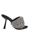 Alexander Wang 105mm Nala Crystal Ruffle Mule Sandals In Nero