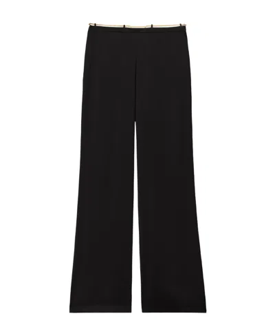 Alexander Wang Nameplate Chain Silk Flared Trousers In Black
