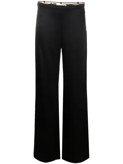 Alexander Wang Nameplate Chain Silk Flared Trousers In Schwarz