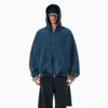 Alexander Wang Navy Cotton Logo Zip-up Hoodie In Blue