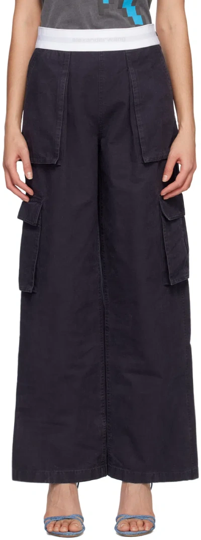 Alexander Wang Navy Rave Cargo Trousers In 418 Black Ice