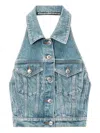 Alexander Wang Halterneck Denim Vest In Blue