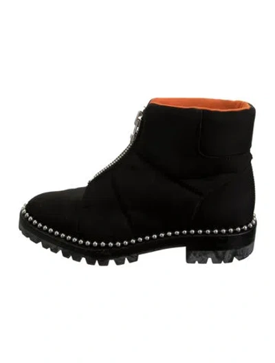 Pre-owned Alexander Wang Neoprene Studded Accents Moto Boots In Black
