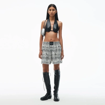 Alexander Wang Newspaper Print Boxer Short In White Black