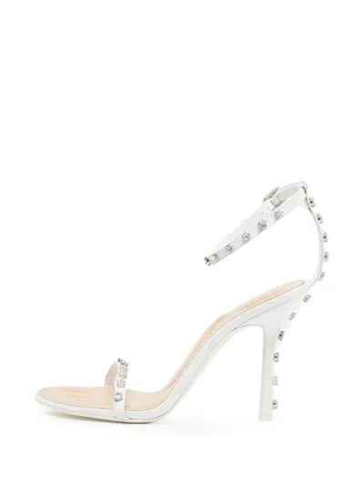 Pre-owned Alexander Wang Nicki Crystal-embellished Sandals In White