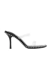 Alexander Wang Black Nova 85 Strappy Pvc Heeled Sandals In White