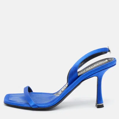 Pre-owned Alexander Wang Nova Size 35 Blue Satin Slingback Sandals