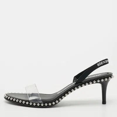 Pre-owned Alexander Wang Nova Size 40.5 Black Leather And Pvc Slingback Sandals