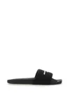 Alexander Wang Logo-print Flat Slides In Black