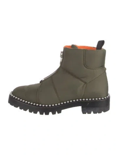 Pre-owned Alexander Wang Nylon Beaded Accents Combat Boots In Green